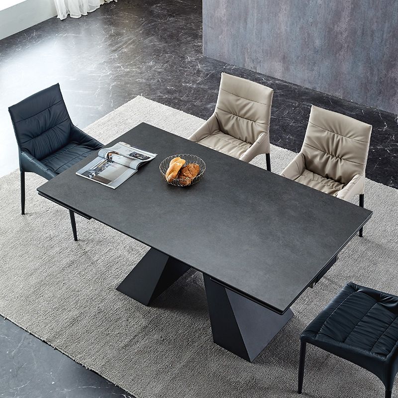 Modern Gray Dining Table Rectangle Sintered Stone Dining Table with Metal Base Clearhalo ' dining_table' 'Dining Tables & Seating' 'Dining Tables' 'furn' 'furn_dining_table' 'Furniture' 'furniture_dining_table' 'Kitchen & Dining Furniture' 'kitchen&dining_furn' 'kitchen' 'kitchen_dining_table' 1200x1200_42871830-5507-4bdc-b33b-b075c3ca2d84