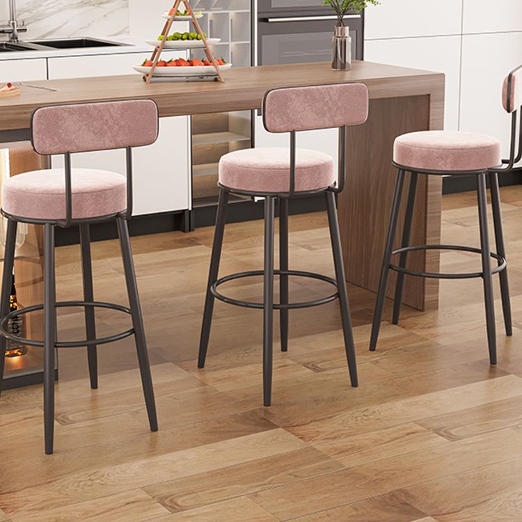 Modern Armless Backrest Counter Stool Iron Dessert Shop Bar Stool with Cushion and Pedal Clearhalo 'Bar Furniture' 'Bar Stools' 'bar_stools' 'furn' 'furn_bar_stools' 'Furniture' 'furniture_bar_stools' 'Kitchen & Dining Furniture' 1200x1200_42886d7c-df57-411a-ac36-e197cd0ebcad