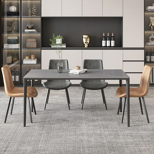 Set di tavoli da pranzo contemporanei 1/4/5/7 PC Tavolo da pranzo rettangolare con sedie senza braccia