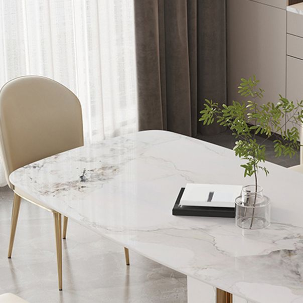 Zeitgenössisches Esssatz 1/4/5/7 PCS Stein Esstisch mit Polsterstühlen