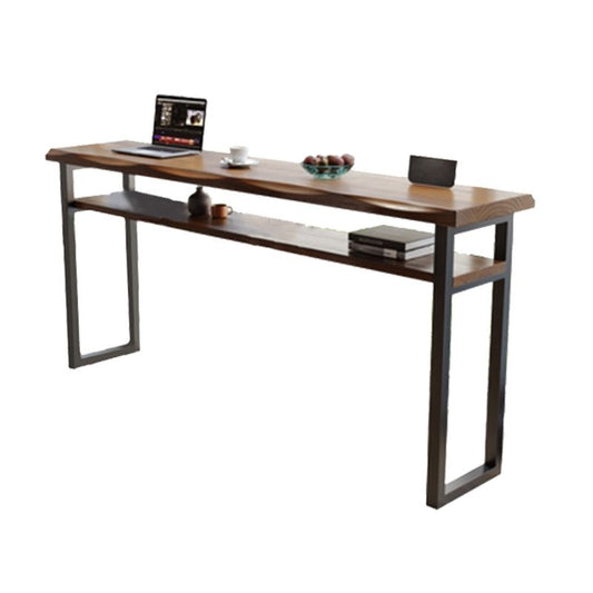 Wooden Bistro Bar Table Rectangle Metal Base Bar Table with Storage Clearhalo 'Bar Furniture' 'Bar Tables' 'bar_tables' 'furn' 'furn_bar_tables' 'Furniture' 'Kitchen & Dining Furniture' 1200x1200_428ad40e-cc98-4cd1-9997-797735bd8b63