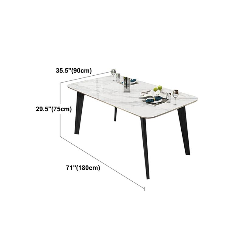 Mesa de comedor de tono blanco de mármol Simplicidad de 4 patas para comedor para comedor