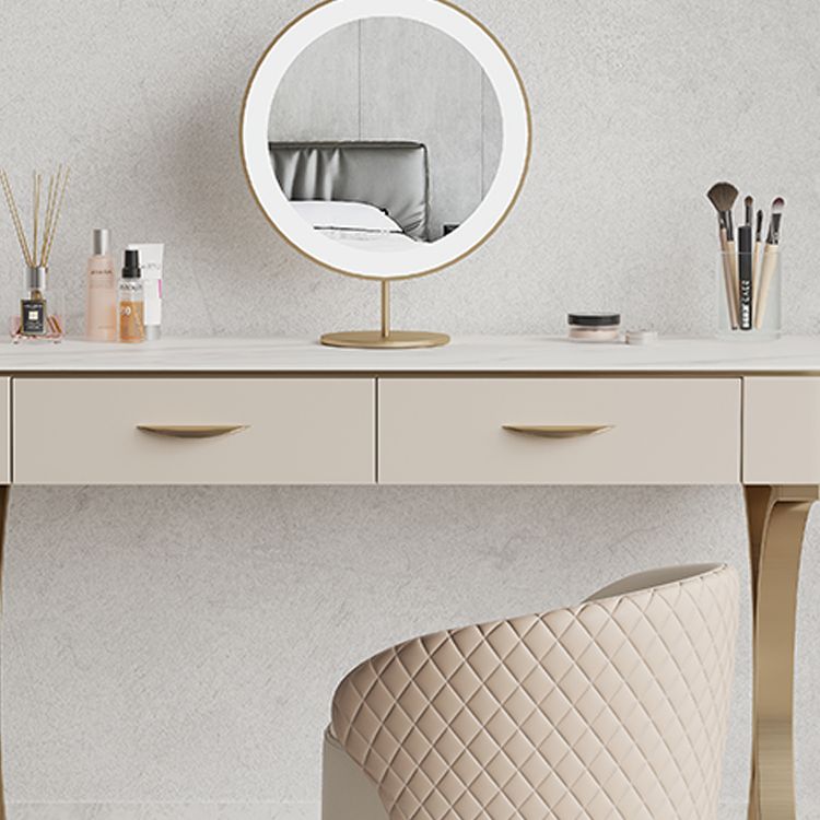 Glam Makeup Vanity Desk Table Stone Top Dressing Table with Drawer