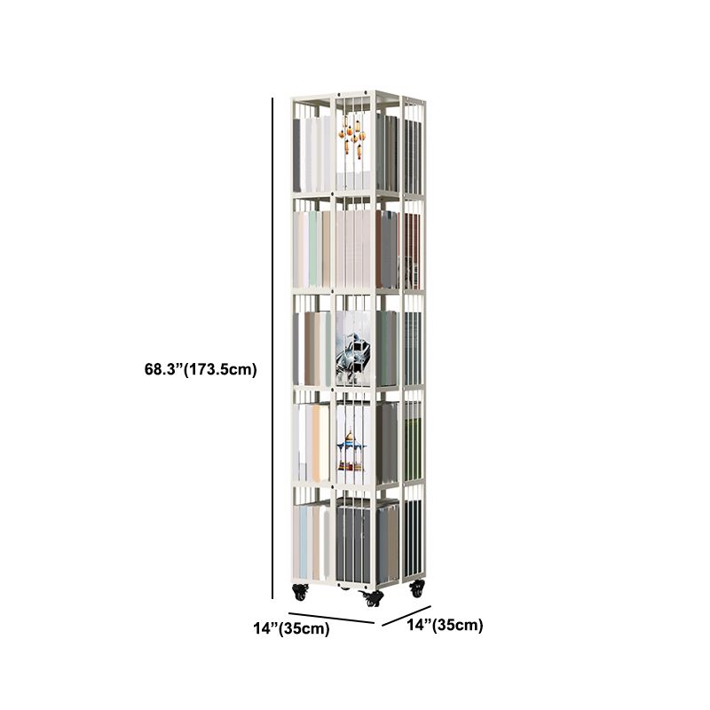13.8" Wide Book Shelf Beige Stackable Bookcase Closed Back Vertical