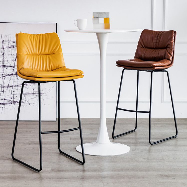 Nordic Indoor Simple Barstool Low Back Iron Tall Stool with Leather Seat Clearhalo 'Bar Furniture' 'Bar Stools' 'bar_stools' 'furn' 'furn_bar_stools' 'furniture_bar_stools' 'Kitchen & Dining Furniture' 'kitchen&dining_furn' 'kitchen' 'kitchen_furn' Furniture' 1200x1200_428fdd6b-cd15-4864-86c7-9db713ddcfdf