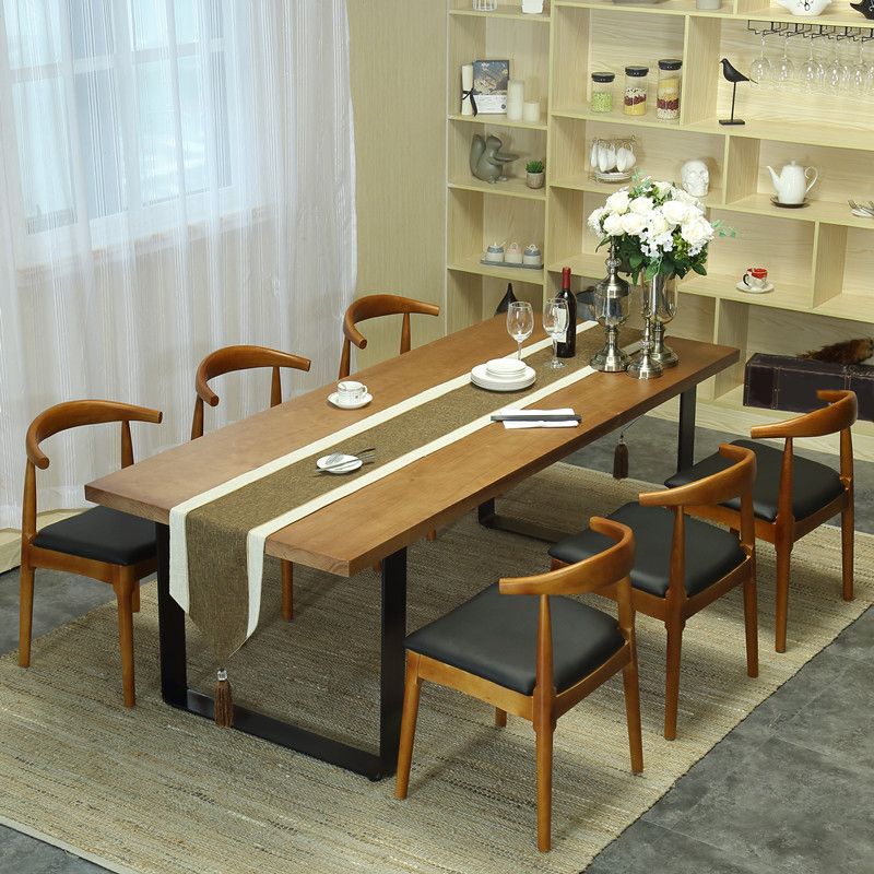 Indoor Industrial Dinette Set 1/2/5/7 Pieces Solid Wood and Metal Table Set Clearhalo 'Dining Room Sets' 'Dining Tables & Seating' 'dining_room_set' 'furn' 'furn_dining_room_set' 'Furniture' 'Kitchen & Dining Furniture' 1200x1200_4290fc52-40dd-42b6-aa9d-1d1e3e05db9b
