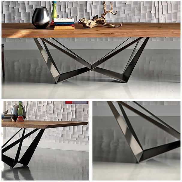 Industrial Solid Wood Table Kitchen Rectangle Dining Table with Black Metal Pedestal Base Clearhalo ' dining_table' 'Dining Tables & Seating' 'Dining Tables' 'furn' 'furn_dining_table' 'Furniture' 'furniture_dining_table' 'Kitchen & Dining Furniture' 'kitchen&dining_furn' 'kitchen' 'kitchen_dining_table' 1200x1200_42950c04-7f94-4d67-a23f-629d40fb23e2