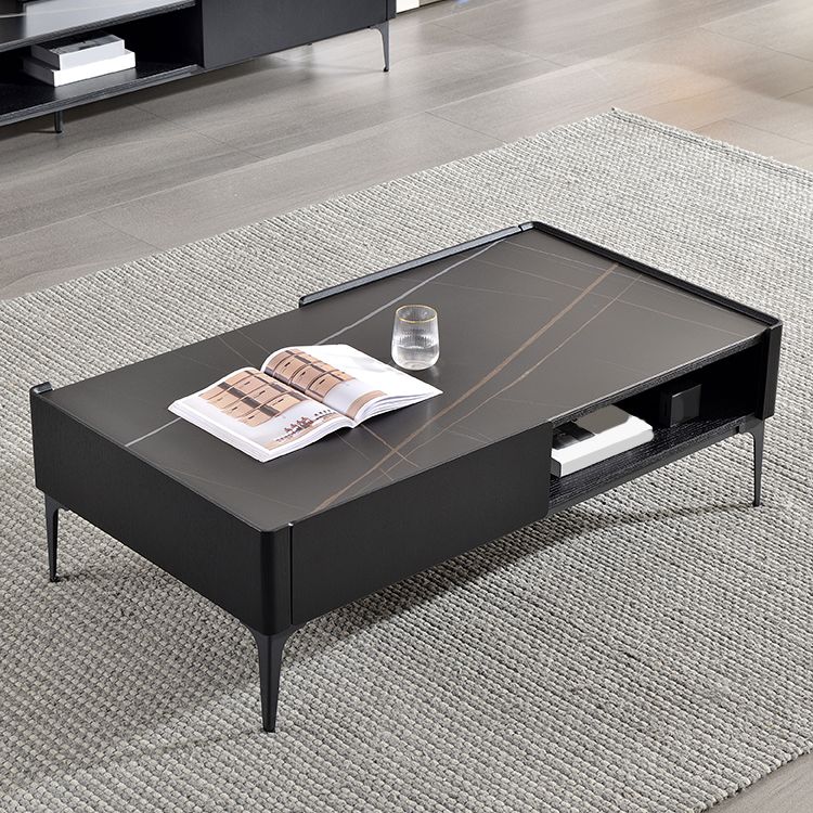 Rectangular Slate Top Coffee Table 4 Legs Cocktail Table with Storage Clearhalo 'Coffee & Accent Tables' 'Coffee Tables' 'coffee_tables' 'furn' 'furn_coffee_tables' 'Furniture' 'Living Room Furniture' 1200x1200_42957270-1a56-4854-90ba-9eadbb9c3c75
