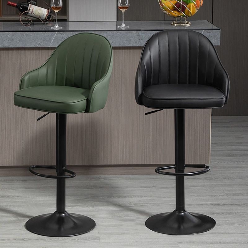 Industrial Style Bar-stool with Metal Pedestal Leather Seat for Kitchen Bar Clearhalo 'Bar Furniture' 'Bar Stools' 'bar_stools' 'furn' 'furn_bar_stools' 'furniture_bar_stools' 'Kitchen & Dining Furniture' 'kitchen&dining_furn' 'kitchen' 'kitchen_furn' Furniture' 1200x1200_429597d1-73ea-463c-b3c6-f4af8ebdd322