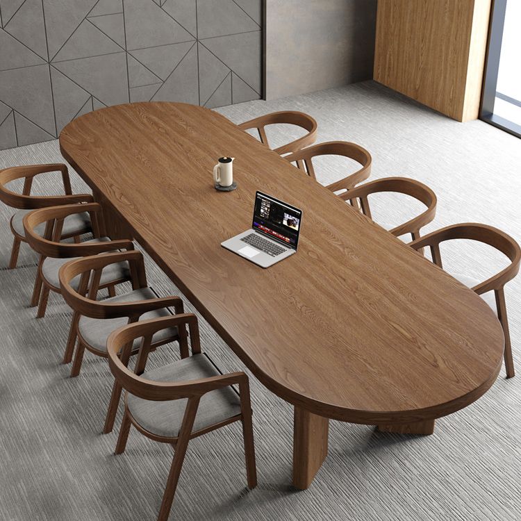 29 "h scrivania di scrittura contemporanea ovale in legno in legno marrone scrivania