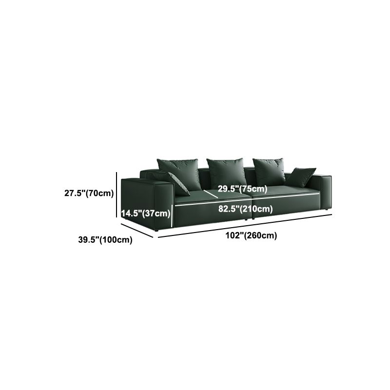 コンテンポラリーフェイクレザー/ベルベット標準ソファグリーンスクエアアームソファ