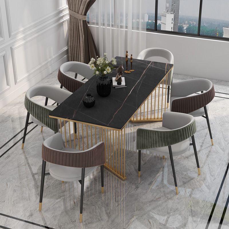Glam 1/5/7 Pieces Dining Set Rectangle Stone Dining Table for Kitchen Clearhalo 'Dining Room Sets' 'Dining Tables & Seating' 'dining_room_set' 'furn' 'furn_dining_room_set' 'Furniture' 'furniture_dining_room_set' 'Kitchen & Dining Furniture' 1200x1200_429cd99a-4e8c-4024-8ec6-b92aa95654a8