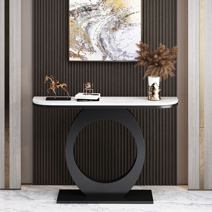 Half Moon Console Table with Pedestal Base for Hall Accent Table Clearhalo 'Console Tables' 'console_tables' 'Entry & Mudroom Furniture' 'furn' 'furn_console_tables' 'Furniture' 1200x1200_429ed641-b890-4934-b65c-3e0fa9b5efa4