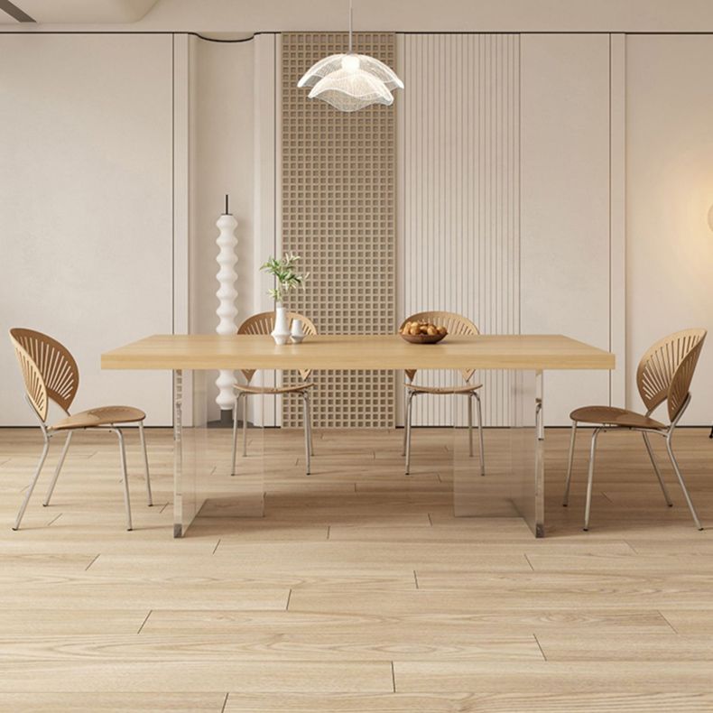 Contemporary Solid Wood Furniture 1/4/5 Pcs Dining Room Table Set in Natural