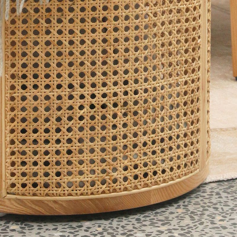 17.71 inch Tall Drum Side Table Rattan Side End Table with Storage