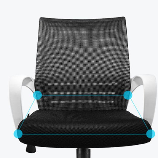 コンテンポラリーアームチェアグリーン固定腕ナイロンミッドバックホームオフィスチェア