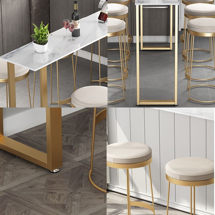 1/4/7 pièces Glam Glam Iron Bistro Set Rectangle Rectangle Bar Table Set avec un faux marbre blanc