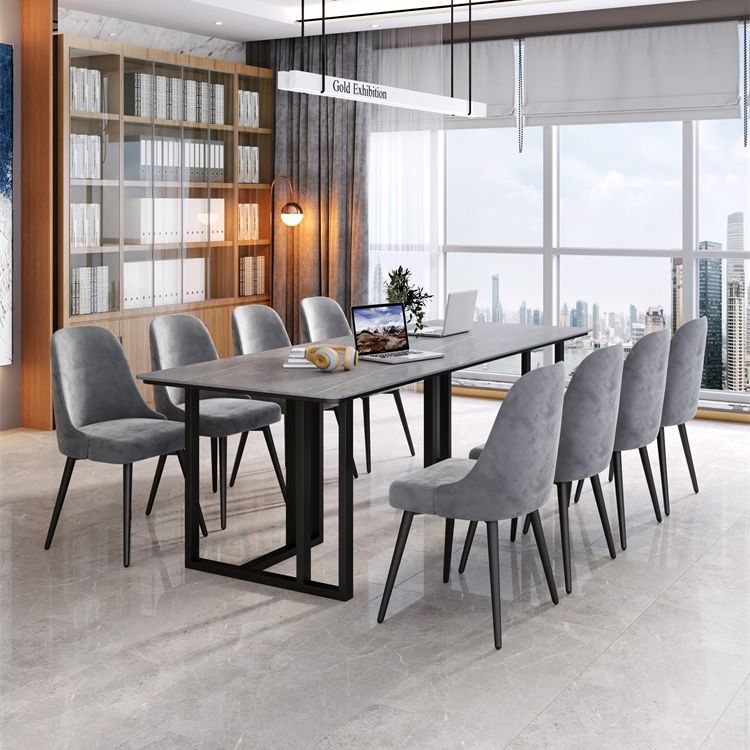 Scrivania per ufficio in stile moderno scrivania di pietra sinterizzata con gambe metalliche