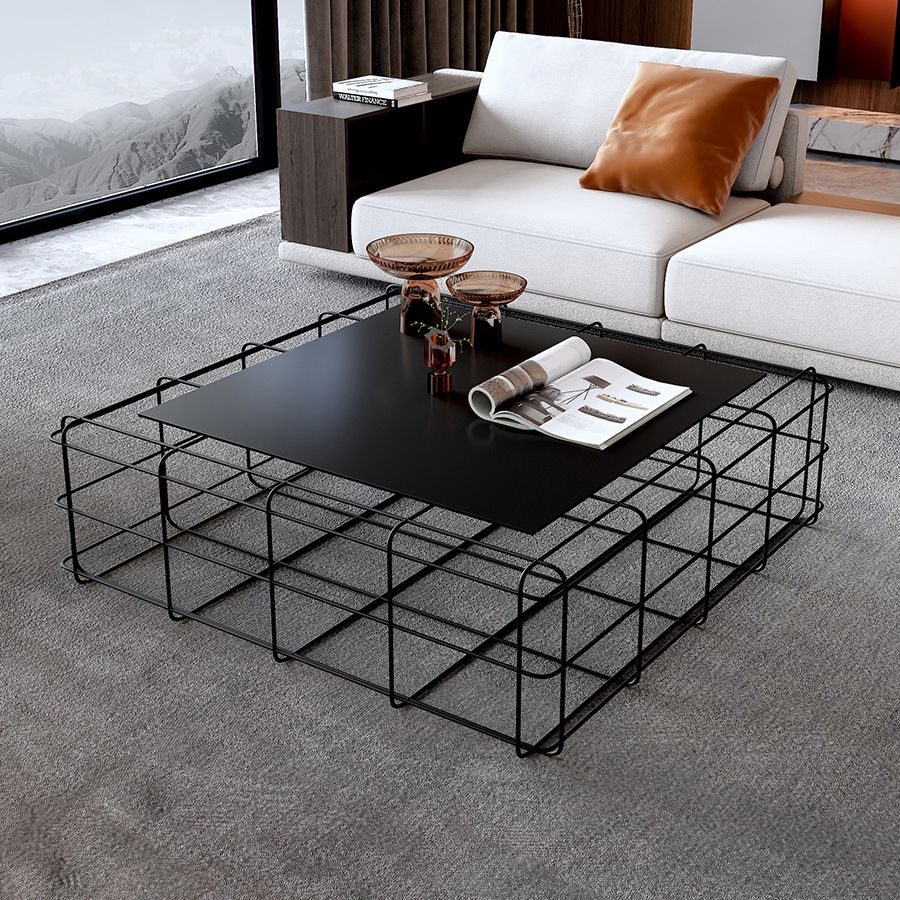 Mid-Century Modern Black Cocktail Table in Iron 1 Coffee Table Clearhalo 'Coffee & Accent Tables' 'Coffee Tables' 'coffee_tables' 'furn' 'furn_coffee_tables' 'Furniture' 'Living Room Furniture' 1200x1200_42b03eb5-23e3-465d-81b0-e738194dec55