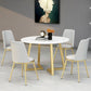 Stone Top Dining Table Contemporary Table with Sled Base in Gold Clearhalo 'Dining Tables & Seating' 'Dining Tables' 'dining_table' 'furn' 'furn_dining_table' 'Furniture' 'furniture_dining_table' 'Kitchen & Dining Furniture' 'kitchen' 'kitchen_dining_table' 1200x1200_42b073ac-9bf0-4198-905d-049a81dc0407