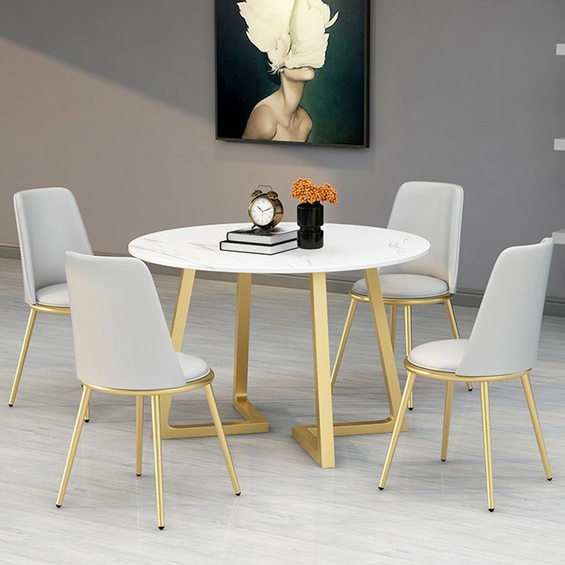 Stone Top Dining Table Contemporary Table with Sled Base in Gold Clearhalo 'Dining Tables & Seating' 'Dining Tables' 'dining_table' 'furn' 'furn_dining_table' 'Furniture' 'furniture_dining_table' 'Kitchen & Dining Furniture' 'kitchen' 'kitchen_dining_table' 1200x1200_42b073ac-9bf0-4198-905d-049a81dc0407