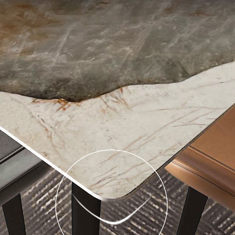 Stone Top Dining Table Rectangle Contemporary Dining Table with 4 Black Legs Clearhalo 'Dining Tables & Seating' 'Dining Tables' 'dining_table' 'furn' 'furn_dining_table' 'Furniture' 'furniture_dining_table' 'Kitchen & Dining Furniture' 'kitchen' 'kitchen_dining_table' 1200x1200_42b1a3e8-8785-48c3-9046-0bb31fd09bbd