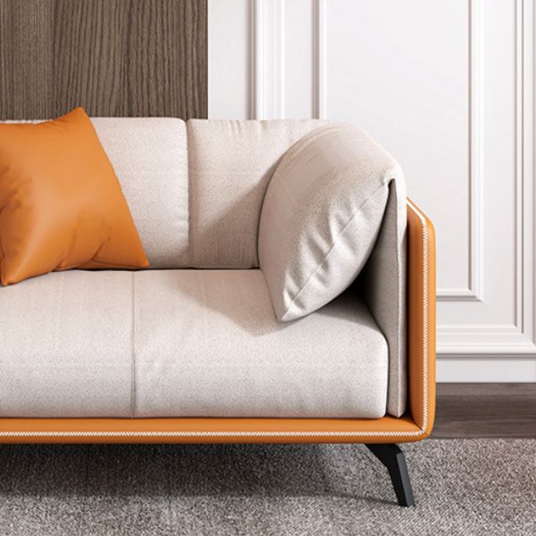 Contemporary Faux Leather Sofa with Tuxedo Arm in Orange and White Clearhalo 'furn' 'furn_sofas' 'Furniture' 'Living Room Furniture' 'Sofa' 'sofas' 1200x1200_42b2f189-31a7-401f-a9ae-4db8ed0b342e
