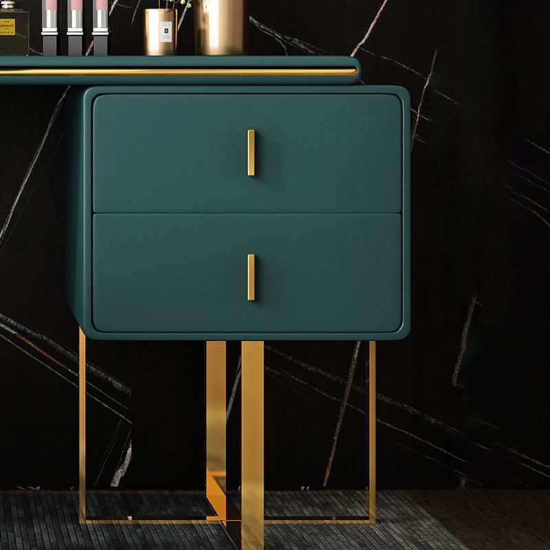 Vanity trucco glam con 2 cassetti di stoccaggio da 20,47 "largo cassettiere in pelle finta