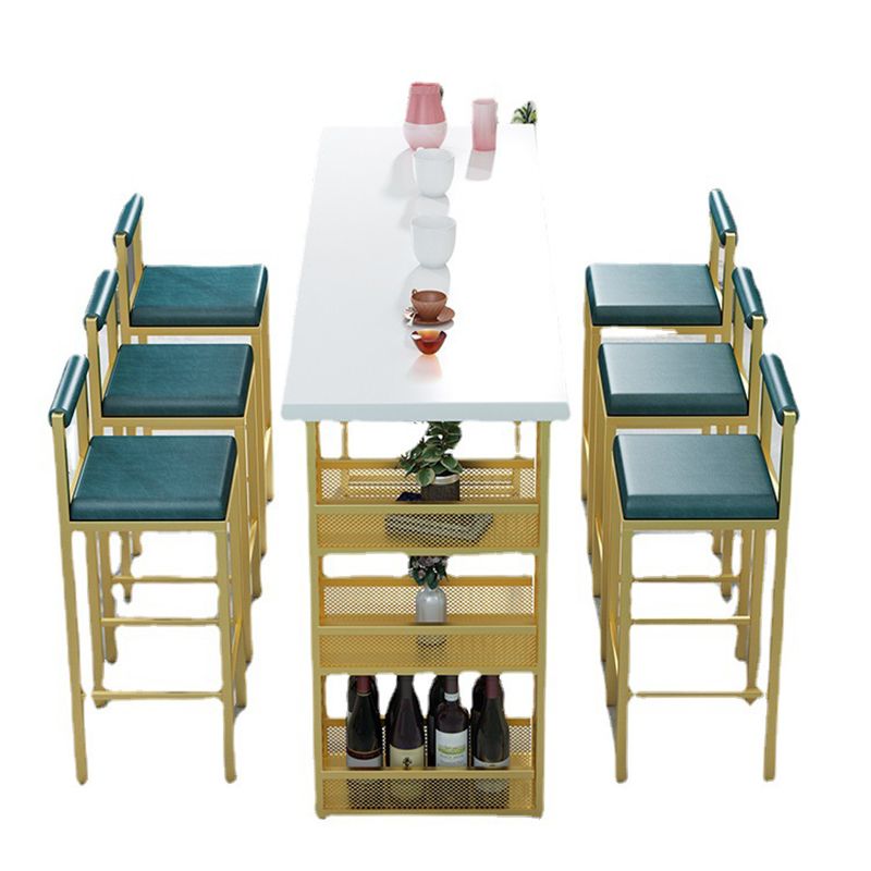 Glam Style Pub Table with Metal Base Rectangle Solid Wood Top Bar Table Clearhalo 'Bar Furniture' 'Bar Tables' 'bar_tables' 'furn' 'furn_bar_tables' 'Furniture' 'Kitchen & Dining Furniture' 1200x1200_42b5dfca-c1ee-46a0-87d5-e83ff08eefd0