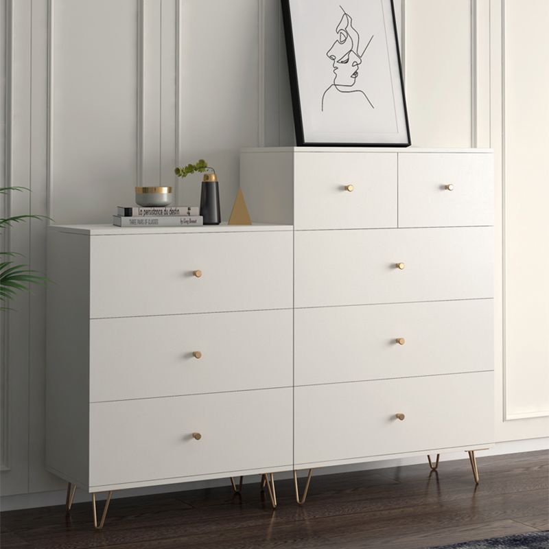White Contemporary Accent Chest Rectangle Accent Cabinet with Drawers, Scratch Resistant