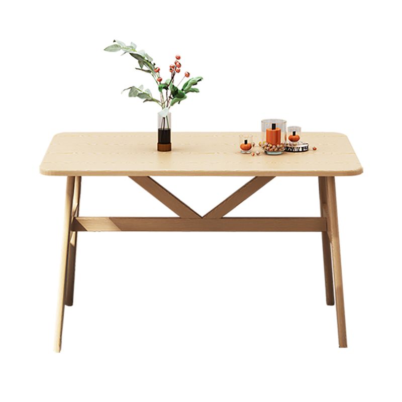 Contemporary Rectangular Wooden Dining Table with 4 Metal Foot Clearhalo 'Dining Tables & Seating' 'Dining Tables' 'dining_table' 'furn' 'furn_dining_table' 'Furniture' 'Kitchen & Dining Furniture' 1200x1200_42b71666-3836-47b6-bb60-f5f95a454fbb