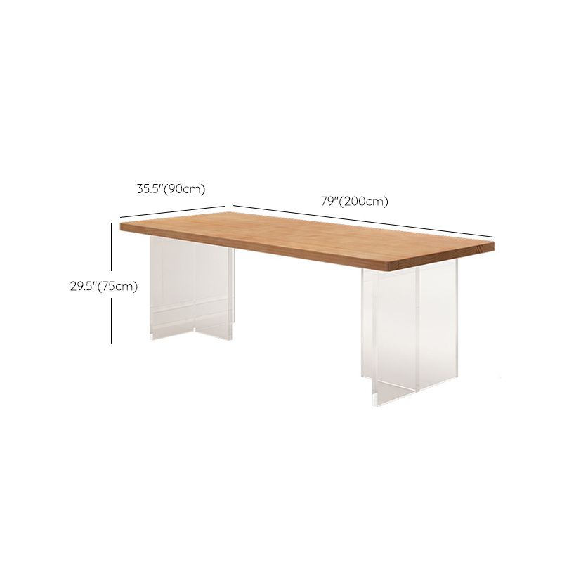 Rectangle Acrylic Base Dining Table Medieval Modern Style Wood Table for Kitchen Clearhalo 'Dining Tables & Seating' 'Dining Tables' 'dining_table' 'furn' 'furn_dining_table' 'Furniture' 'Kitchen & Dining Furniture' 1200x1200_42b8963d-d2fe-4234-b976-ba4343f5a1b4