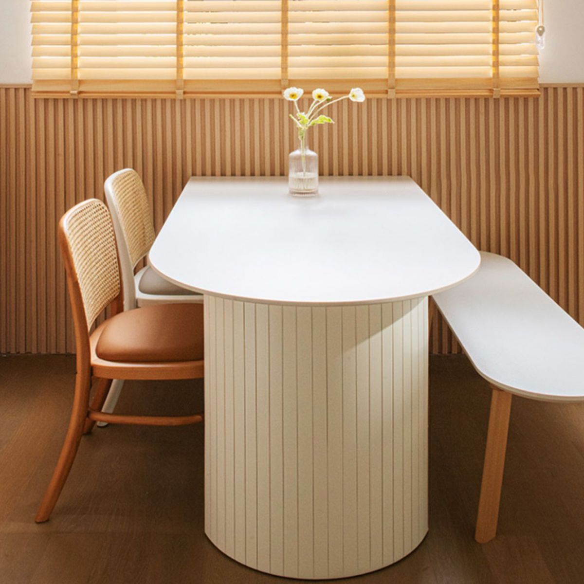 Sintered Stone and Ash Wood White Table Modern Dining Table with Double Pedestal Clearhalo 'Dining Tables & Seating' 'Dining Tables' 'dining_table' 'furn' 'furn_dining_table' 'Furniture' 'furniture_dining_table' 'Kitchen & Dining Furniture' 'kitchen' 'kitchen_dining_table' 1200x1200_42b93e78-5119-4039-8ba5-b85bfa508500