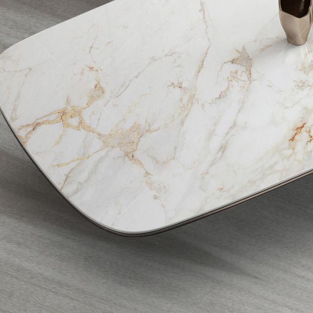Glam Style Dining Rectangle Table Sintered Stone Table with Metal Legs for Home Use Clearhalo 'Dining Tables & Seating' 'Dining Tables' 'dining_table' 'furn' 'furn_dining_table' 'Furniture' 'Kitchen & Dining Furniture' 1200x1200_42bd946a-0470-4ba1-bbd6-2d6a2b54690d