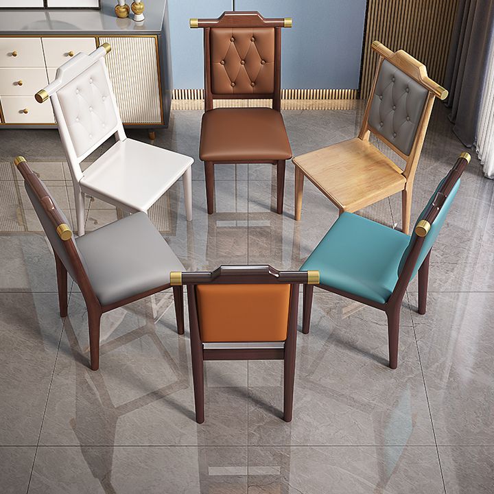 Moderne getufte eetkamerstoel Open achterste armloze stoel voor keukengebruik