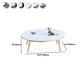 Oval Faux Marble Coffee Table 1 Single 4 Legs Cocktail Table