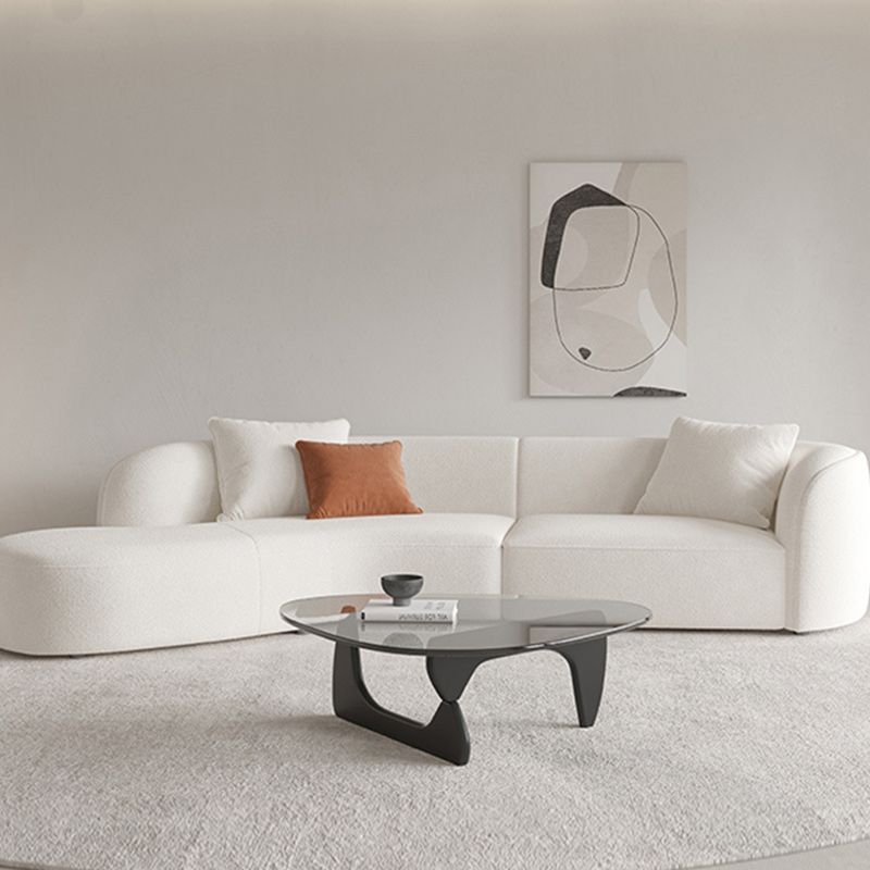 35" Wide Scandinavian Sectional Sofa Fabric Cream Sectional with Bostol Pillows