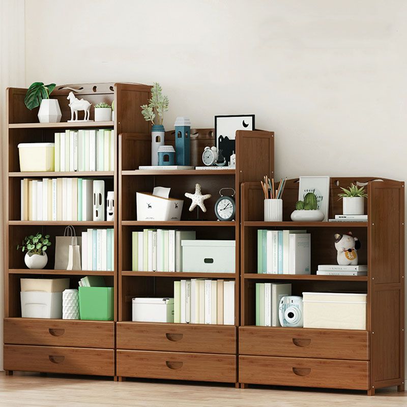 Modern Bamboo Shelf Bookcase Brown Closed Back Book Shelf for Study Room Clearhalo 'Bookcases' 'furn' 'furn_bookcases' 'Furniture' 'Office Furniture' 1200x1200_42bf1e6e-5d69-4f1d-b203-0f392d05ae45