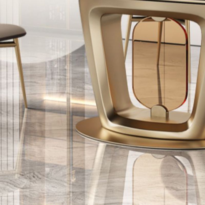 ホーム用の光沢のある白い石のダイニングテーブルセット1/5ピースモダンなディネットセット