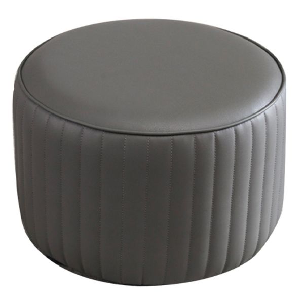 Contemporary Pouf Ottoman Genuine Leather Upholstered Solid Color Cylinder Shape Ottoman Clearhalo 'furn' 'furn_ottomans_poufs' 'Furniture' 'Living Room Furniture' 'Ottomans & Poufs' 'ottomans_poufs' 1200x1200_42c3c851-3e8c-4432-980e-9a9e2eca4227
