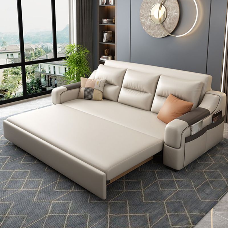 Contemporary Foldable Futon Sleeper White Futon Sleeper Sofa with Storage Clearhalo 'furn' 'furn_futons' 'Furniture' 'Futons & Daybeds' 'Futons' 'Living Room Furniture' 1200x1200_42c51036-da4c-427f-82ac-7c2df21c6936