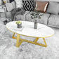 Oval Coffee Table with a Black/gold Base Made of Marble and Wrought Iron Clearhalo 'Coffee & Accent Tables' 'Coffee Tables' 'coffee_tables' 'furn' 'furn_coffee_tables' 'Furniture' 'Living Room Furniture' 1200x1200_42c54e11-e369-40ae-8b42-3b77d1452bd1