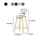 Nordic Backrest Armless Counter Stool Iron Cafe Bar Stool with Velvet Cushion and Pedal