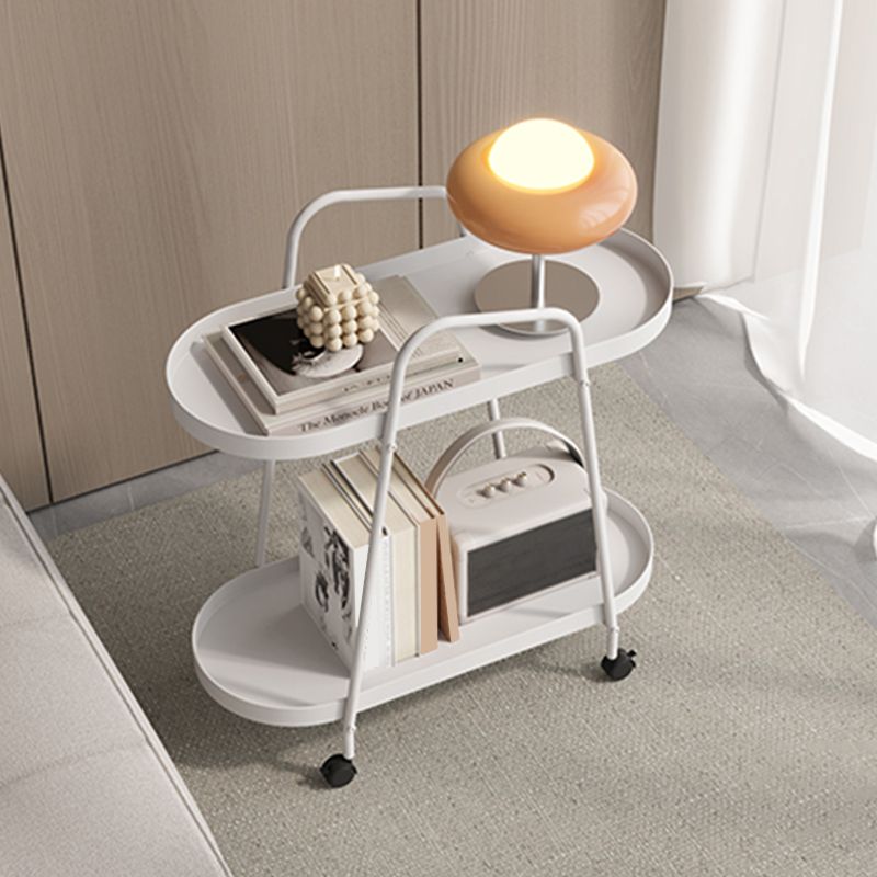 25.19" Tall 4 Legs Side Table with Metal Shelves Oval End Table Stand Clearhalo 'Coffee & Accent Tables' 'End & Side Tables' 'end_side_tables' 'furn' 'furn_end_side_tables' 'Furniture' 'Living Room Furniture' 1200x1200_42c7071a-baa5-4cb0-bd51-51d05885ddd3