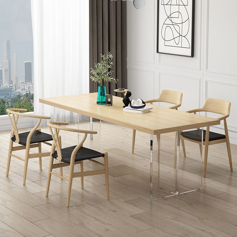 Modern Wood Table in Brown for Restaurant Rectangle Table with Acrylic Base Clearhalo 'Dining Tables & Seating' 'Dining Tables' 'dining_table' 'furn' 'furn_dining_table' 'Furniture' 'furniture_dining_table' 'Kitchen & Dining Furniture' 1200x1200_42c9142b-365d-45f9-97f8-4e82dc8bf03e