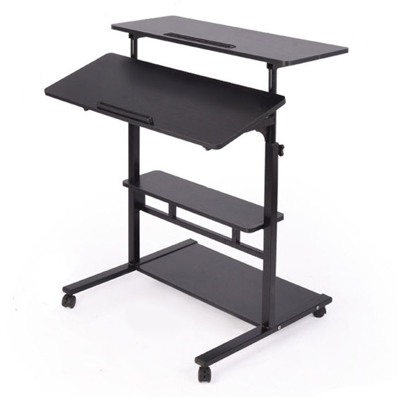 Table with Caster Wheel Adjustable Height Front and Rear Table Board Size Clearhalo 'furn' 'furn_office_desk' 'Furniture' 'Office Desks' 'Office Furniture' 'office_desk' 1200x1200_42cba3ef-2f29-47d7-bcff-dac8b113d3e3