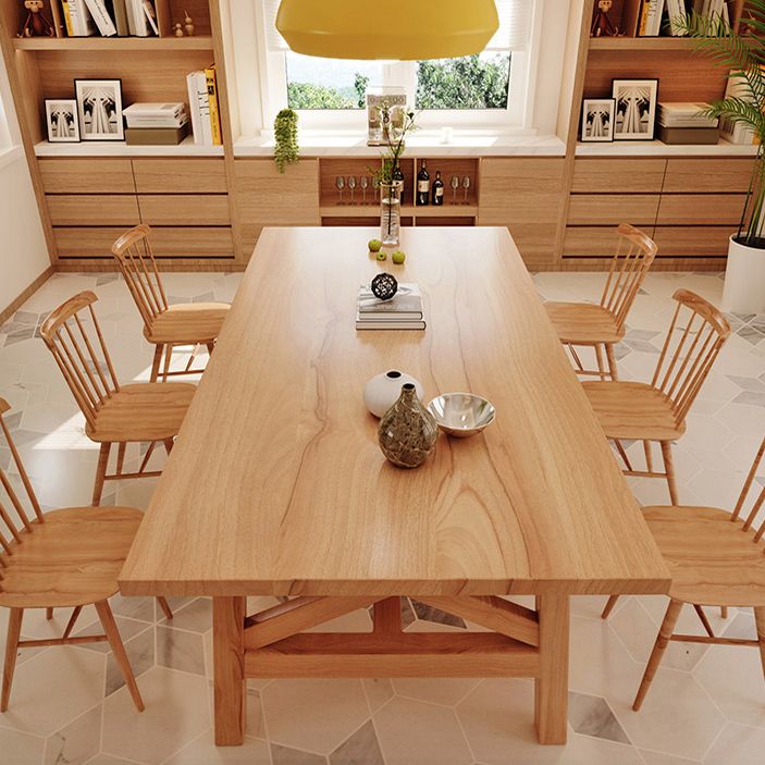 Rectangle Pine Solid Wood Table Modern Dining Table with Trestle Base for Restaurant Clearhalo ' dining_table' 'Dining Tables & Seating' 'Dining Tables' 'furn' 'furn_dining_table' 'Furniture' 'furniture_dining_table' 'Kitchen & Dining Furniture' 'kitchen&dining_furn' 'kitchen' 'kitchen_dining_table' 1200x1200_42ccac2b-60b1-49b0-b5e8-c3e24c6fc9bb