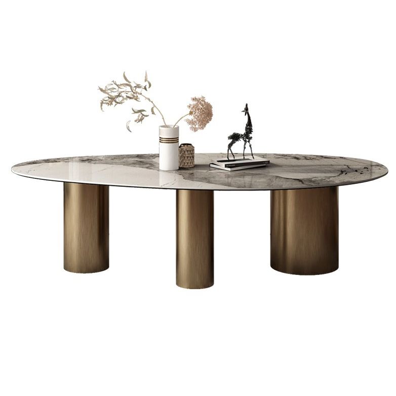 Metal Traditional Luxury Oval Indoor Table Sintered Stone Table for Kitchen and Dining Room Clearhalo ' dining_table' 'Dining Tables & Seating' 'Dining Tables' 'furn' 'furn_dining_table' 'Furniture' 'furniture_dining_table' 'Kitchen & Dining Furniture' 'kitchen&dining_furn' 'kitchen' 'kitchen_dining_table' 1200x1200_42cd0122-64c7-441d-9c45-c36f2d2f2fba