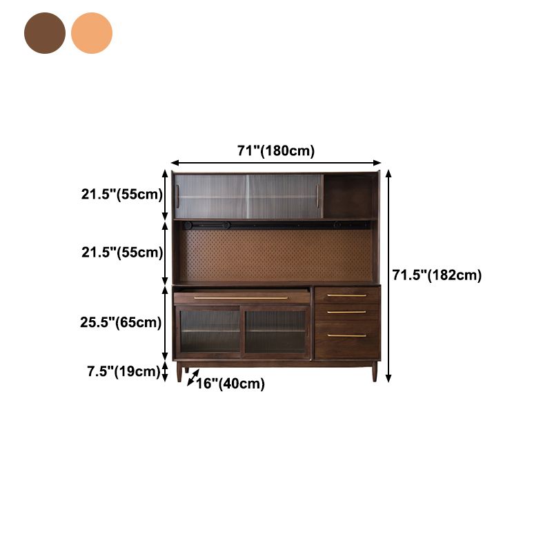 Glam Solid Wood Sideboard Glass Doors Dining Server for Kitchen Clearhalo 'buffet_sideboard' 'Buffets & Sideboards' 'furn' 'furn_buffet_sideboard' 'Furniture' 'Kitchen & Dining Furniture' 1200x1200_42cd5c67-0e77-4e3e-8df2-4de064eb3160