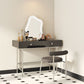 Black/White Contemporary Vanity 2 Storage Drawers with Padded Stool
